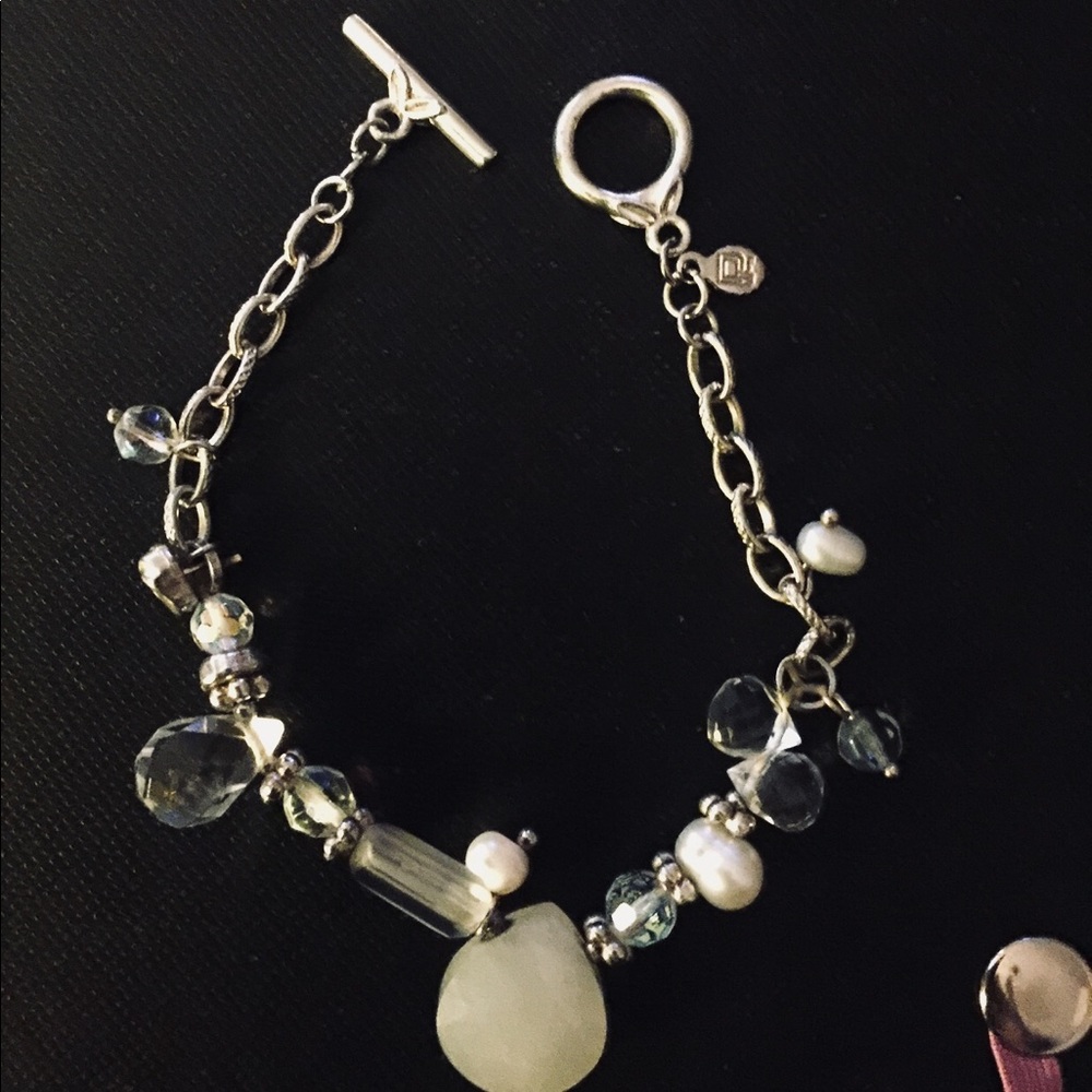 Dior Silver Crystal Beads/Stone Charm Bracelet